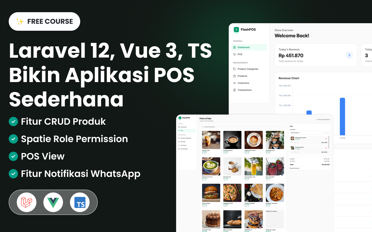 Kelas Laravel 12, Vue 3 TypeScript: Bikin Aplikasi POS Sederhana di BuildWithAngga